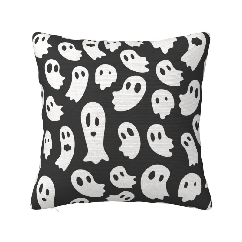 Halloween Horror Orange Ghost Pattern Pillowcover Decoration Cushions Cover Throw Pillow Case for Living Room Double-sided