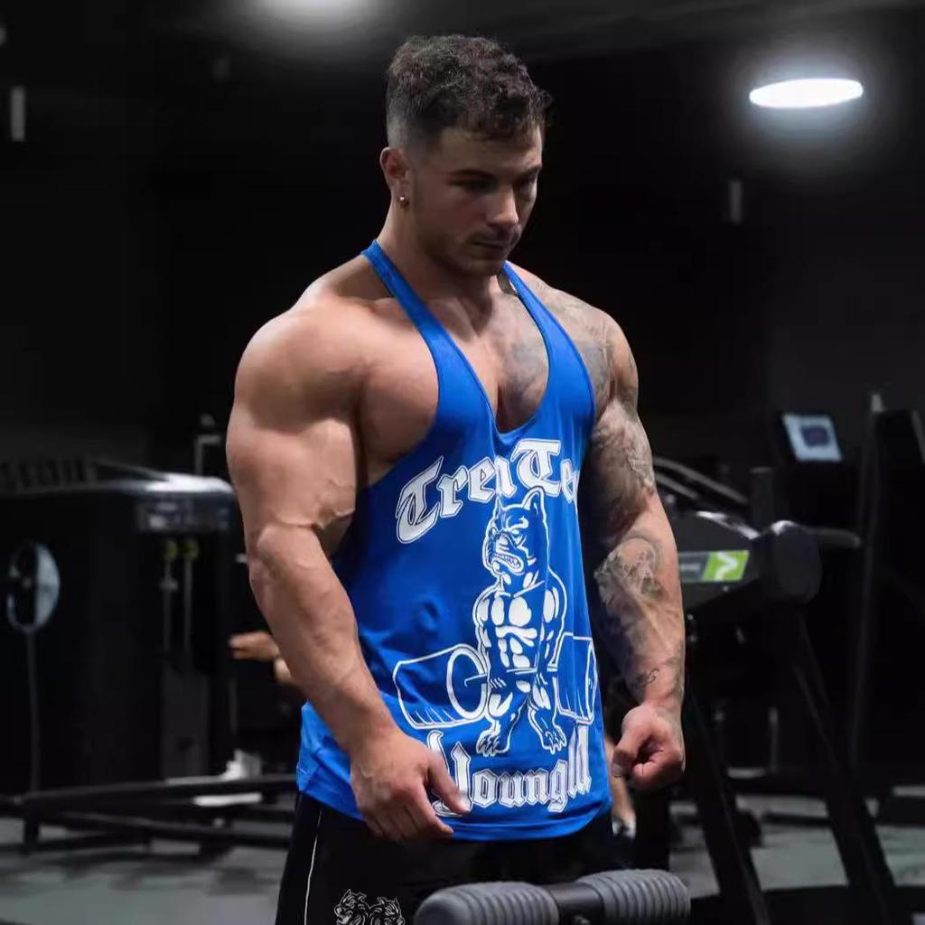 New Men's Sleeveless Cotton Sports Tank Top - Loose Fit for Running & Fitness