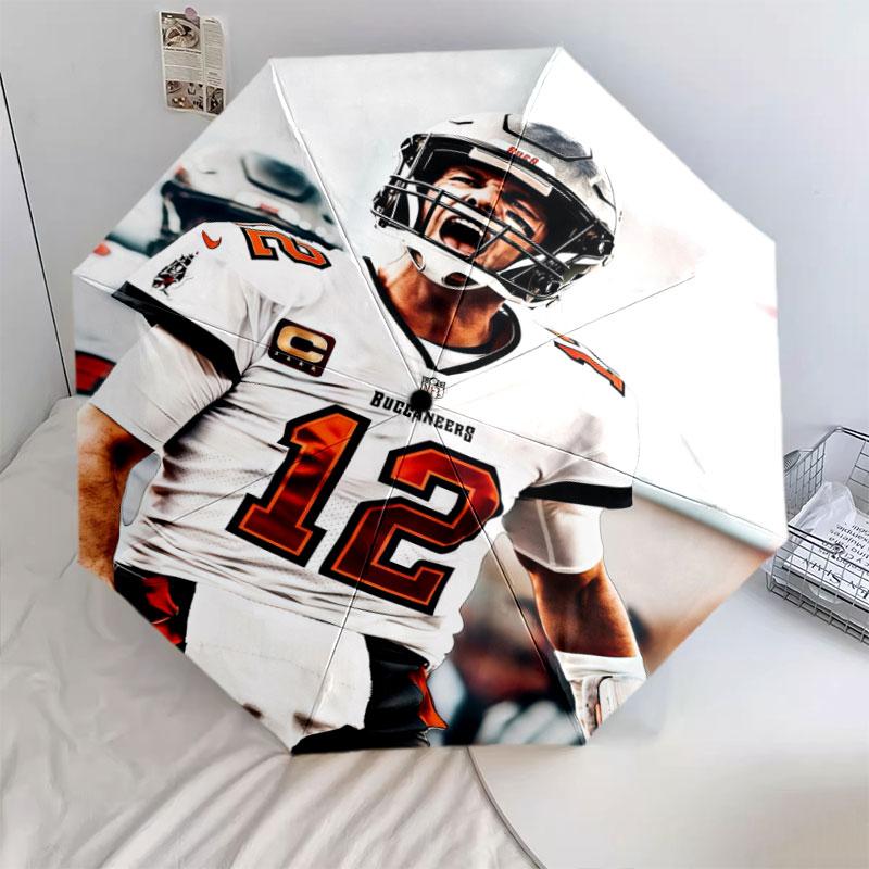 Tom Brady pattern, automatic folding umbrella, portable and foldable design, 8 ribs, a Christmas or birthday gift.
