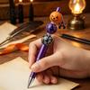 Handmade Wooden Writing Pens 6PCS Halloween Beadable Pen Kit, DIY Ballpoint with Pumpkin Witch Unique Ghost Theme Beads, Creative Smooth for