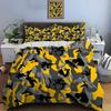 Yellow Background with Black-gray Camouflage Bedding Set for Kids Luxury Gift 3pcs Digital Print Comforter Set Soft Comfortable
