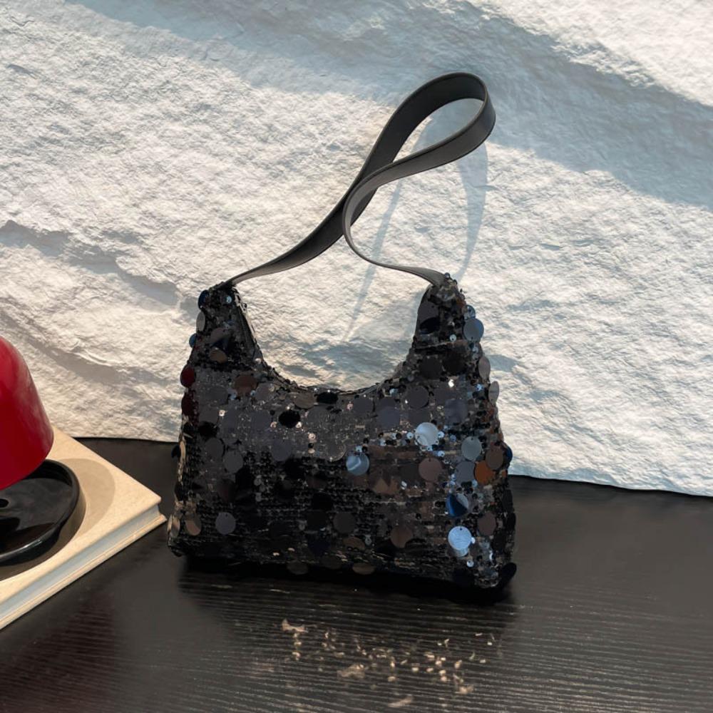 

Вместительная сумка на плечо с пайетками, сумка-тоут с кисточкой, сумка кроссбоди, французская вечерняя банкетная сумка для женщин чёрный