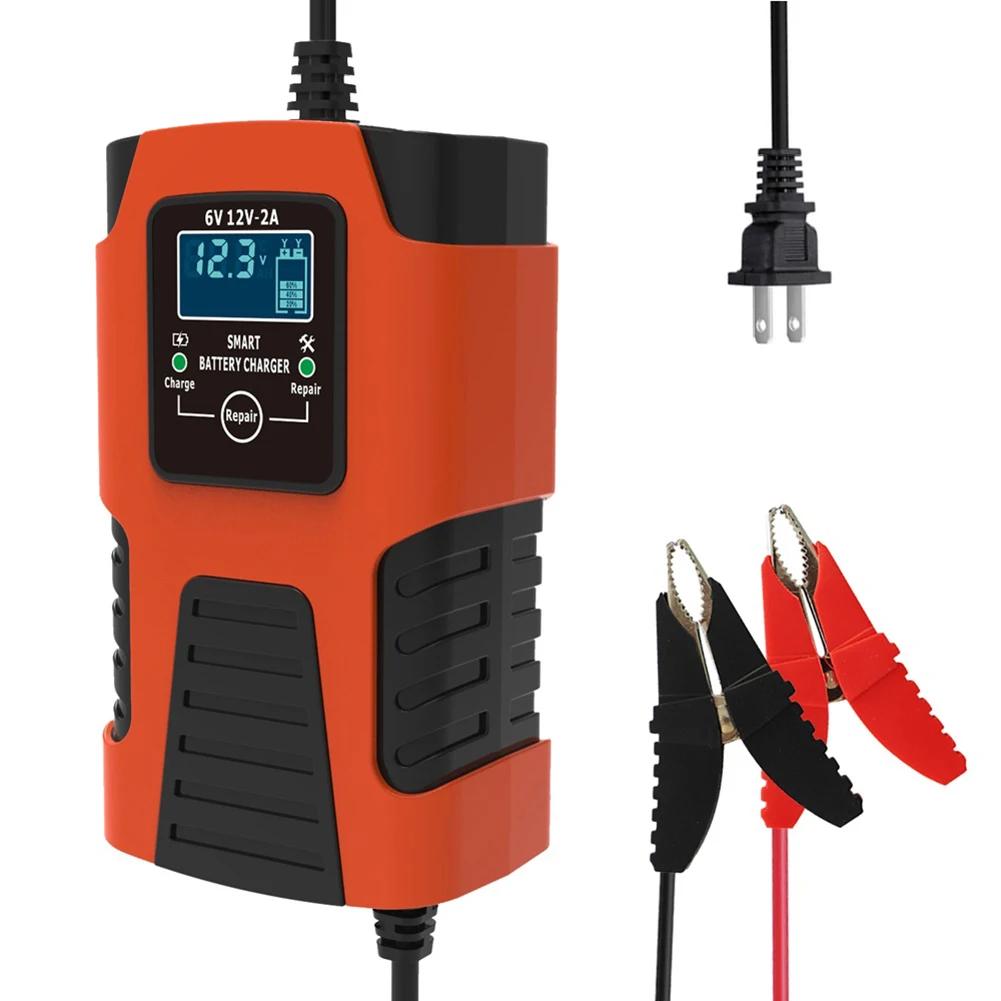 6/12V 2A Digital Car Battery Charger 3-Stage Auto Battery Charger Motorcycle Fast Charging Car Charger For Lead-Acid GEL AGM