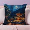 ART Korea Foguo Temple Pillow Case Anti-dustmite Pillowcase Invisible zipper silky short plush Sofa cushion cover