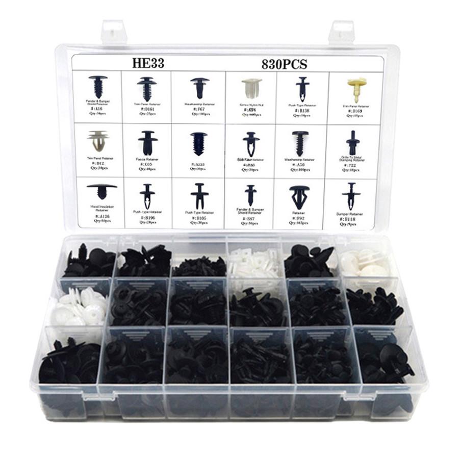 830PCS Mixed Auto Fastener Universal Car Boxed Packing Clip Fender Fixed Clamp Trunk Fastener for Ford NISSAN