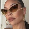 Sweet Edgy Rhinestone Gradient Cat-Eye Decorative Glasses Thin Metal Frame Irregular CutStylish Photo-Ready Eyewear for Outfits
