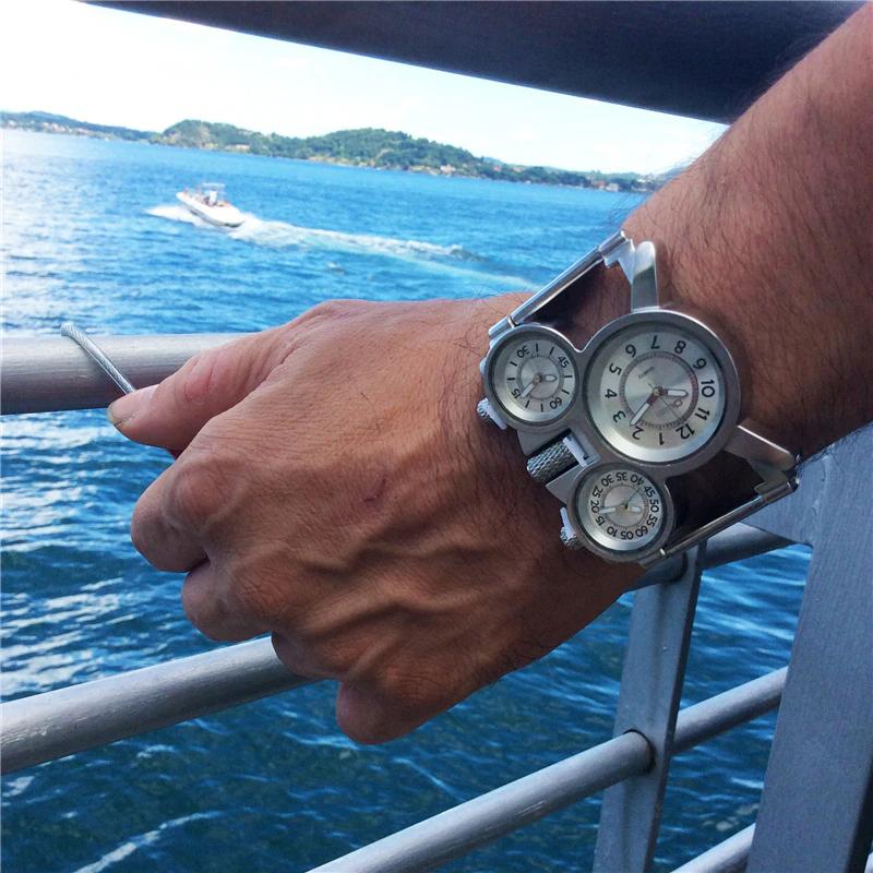 Military Mesh Mens Watches Top Brand Luxury Multiple Time Zone Men's Watch Male Quartz Outdoor Sports Wristwatch