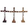 1 Stück Holzkreuz mit Jesusfigur Katholisch mit Ständer Vintage Religiös Christlich Stehendes Kruzifix Kirche Haus Regal Tischplatte Verzierungen