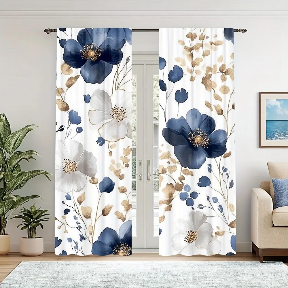 Set Of 2 Jit Floral Watercolor Curtains Design Living Room Window Decor Home Decoration Curtain Sheer For Great Made Polyester With Rod Pocket