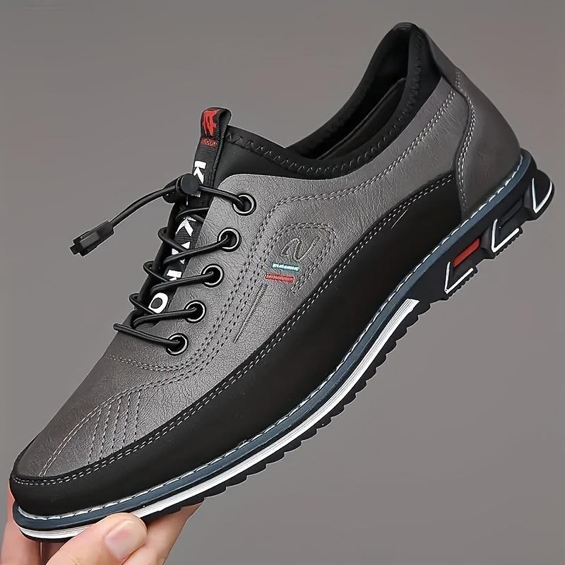 Men'S Plus Size Color Block Dress Shoes - Breathable Non-Slip Rubber Sole, Stylish Lace-Up Design for Business & Casual Wear, Comfortable EVA Insole