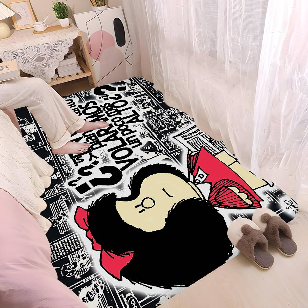 M-Mafalda Girl Floor Mat INS Style Soft Bedroom Floor House Laundry Room Mat Anti-skid Household Carpets