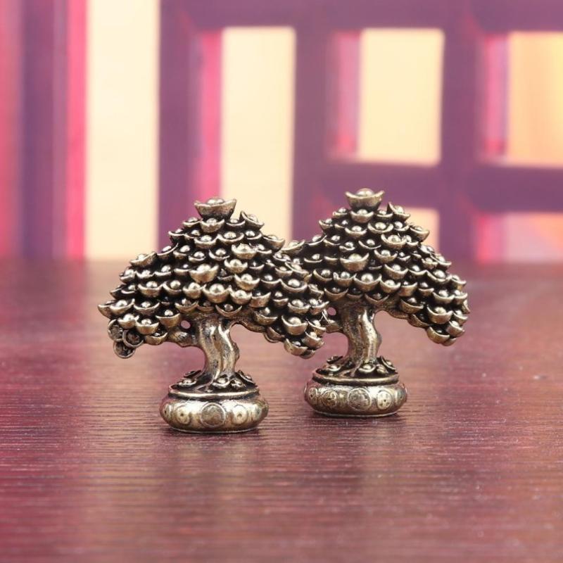 Brass Fortune Tree Ornaments Potted Tree Ingot Tree Retro Brass Ornaments Living Room Office Desktop Sculpture