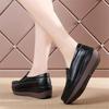 Fashion Spring Autumn Women Loafers Flats Ladies Genuine Leather Moccasins Slip-on Casual Round Toe Handmade Platform Wedges Shoes