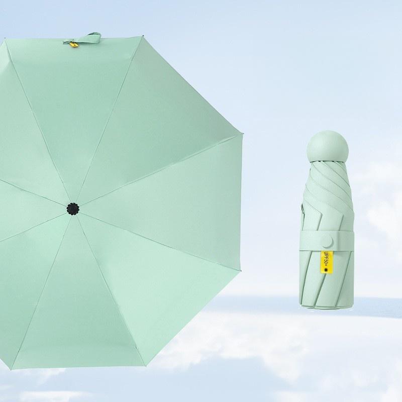 Ultra-Light 5-Fold Umbrella Vinyl 8-Bone Parasol Protection Against Ultraviolet Sun Umbrella Rain Dual-Purpose Folding Pocket