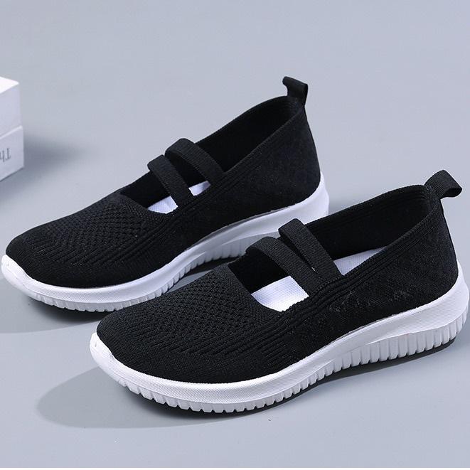 Shoes women's 2025 new cloth shoes large size women's shoes breathable fly-woven shoes soft-soled casual mother shoes