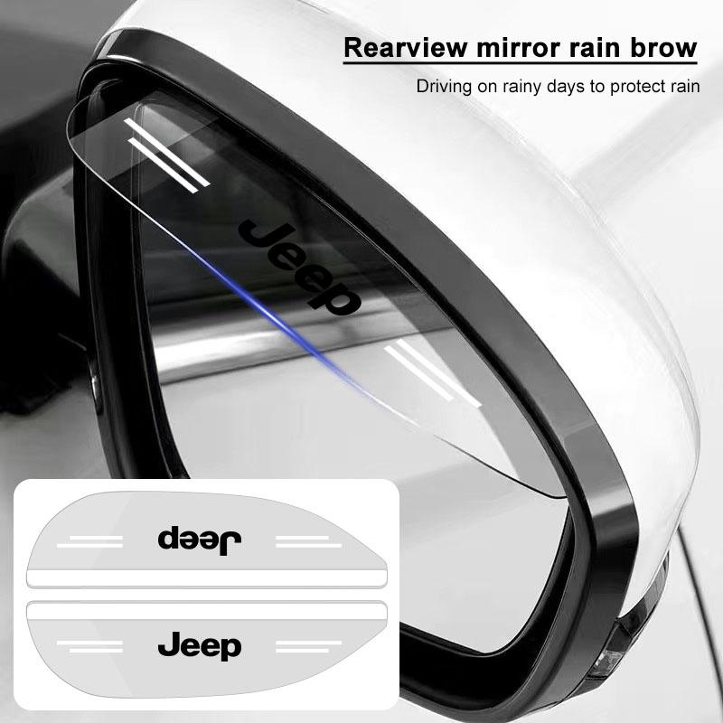 2Pcs Car Rear View Mirror Sticker Rain Eyebrow Auto Side Mirror RainProof Cover For Jeep Renegade Wrangler JK JL Grand Cherokee Compass Patriot etc