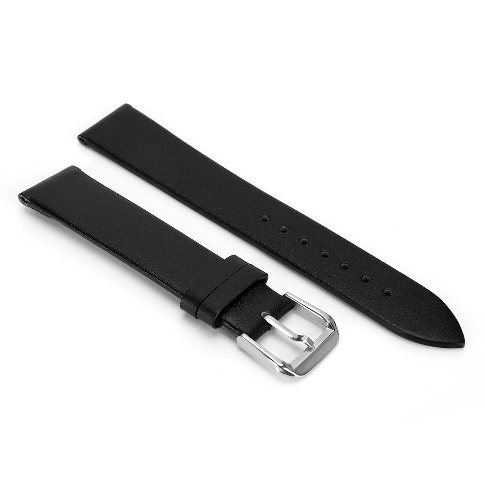 1 Pair PU Leather Universal Unisex Pin Buckle Watch Band Replacement Watch Strap (19mm)Black
