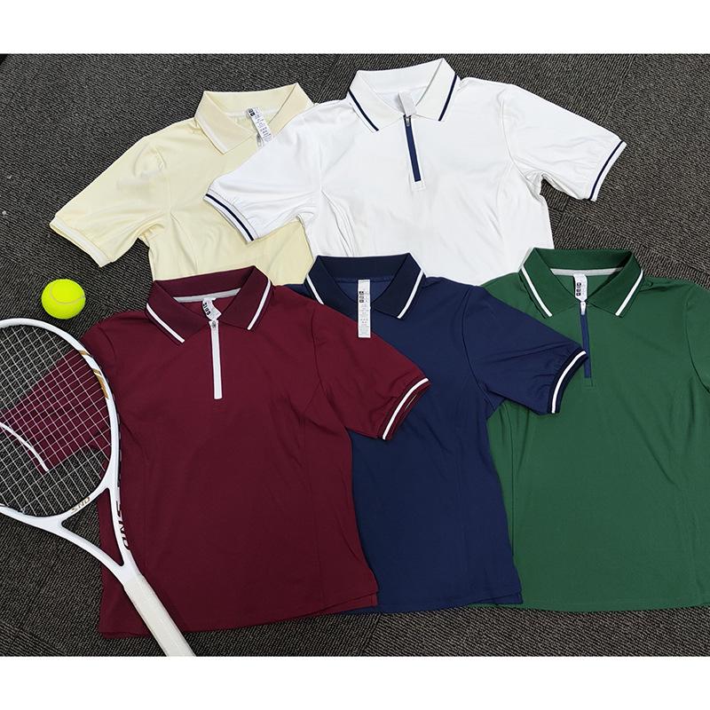Polo respirant à manches courtes à séchage rapide pour femme 2026: T-shirt décontracté à revers pour le sport d'été