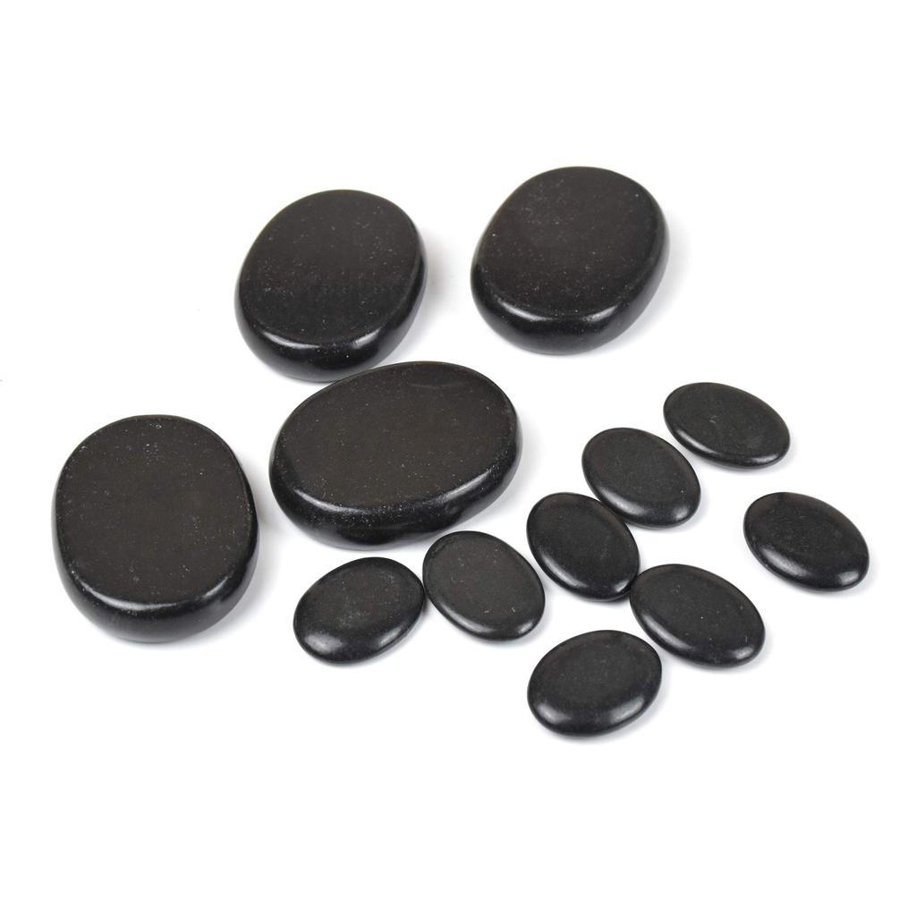 Windfulogo 12pcs Hot Massage Stone Set Natural Lava Basalt Warm Stone Spa Massage Stones Black