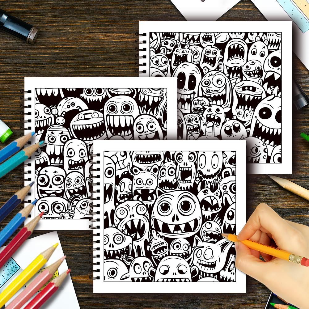 1pc Adult Spiral Coloring Book - 30 Sheets, 8.26x 8.26, 100gsm Thick Paper, Christmas Gift, Back to School Gift,Halloween Gift