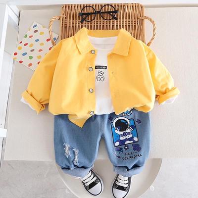 Boys' Spring & Autumn Cartoon Cardigan: Long-Sleeve Jacket & Sweater 3-Piece Set (2023)
