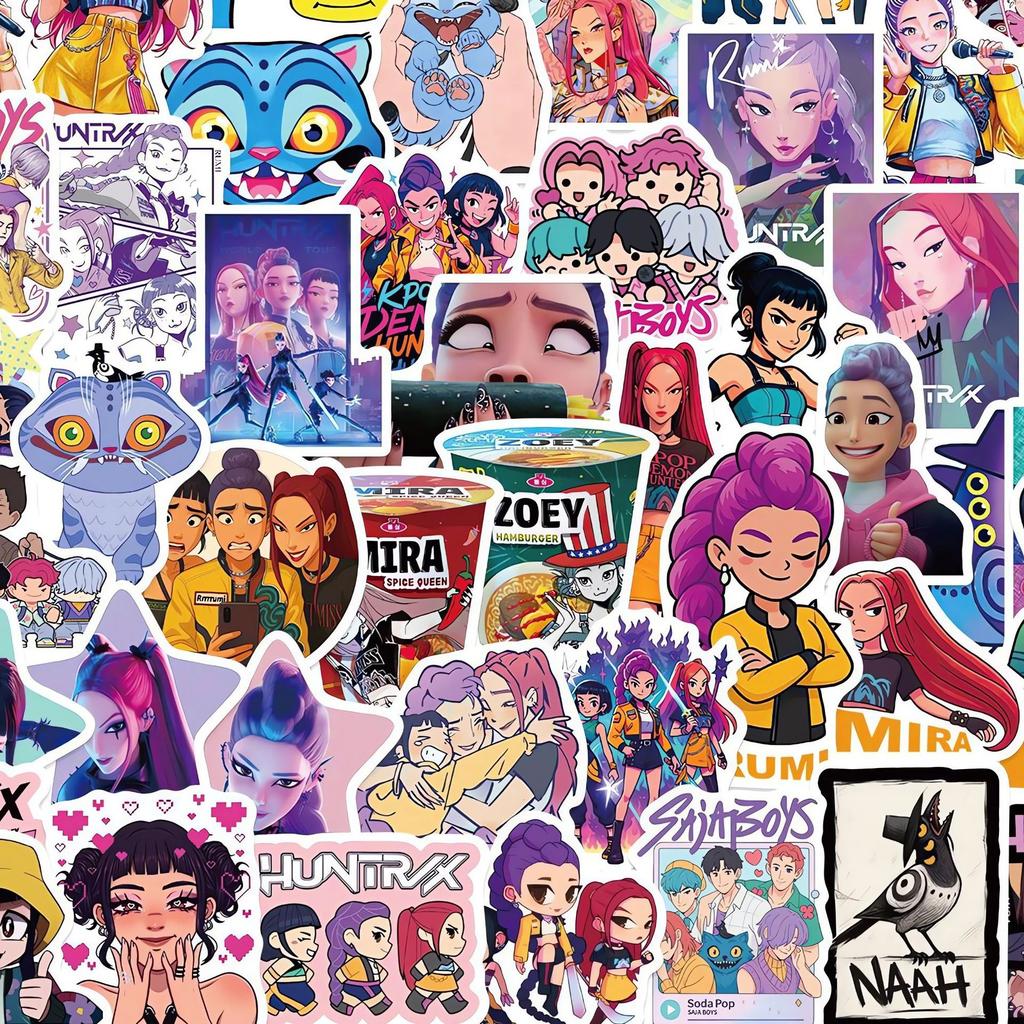 #50/55/60 Piezas Pegatinas KPop Cazadores de Demonios Pegatinas DIY KPop Cazadores de Demonios Scrapbooking Teléfono Equipaje Patineta Pegatinas Impermeables