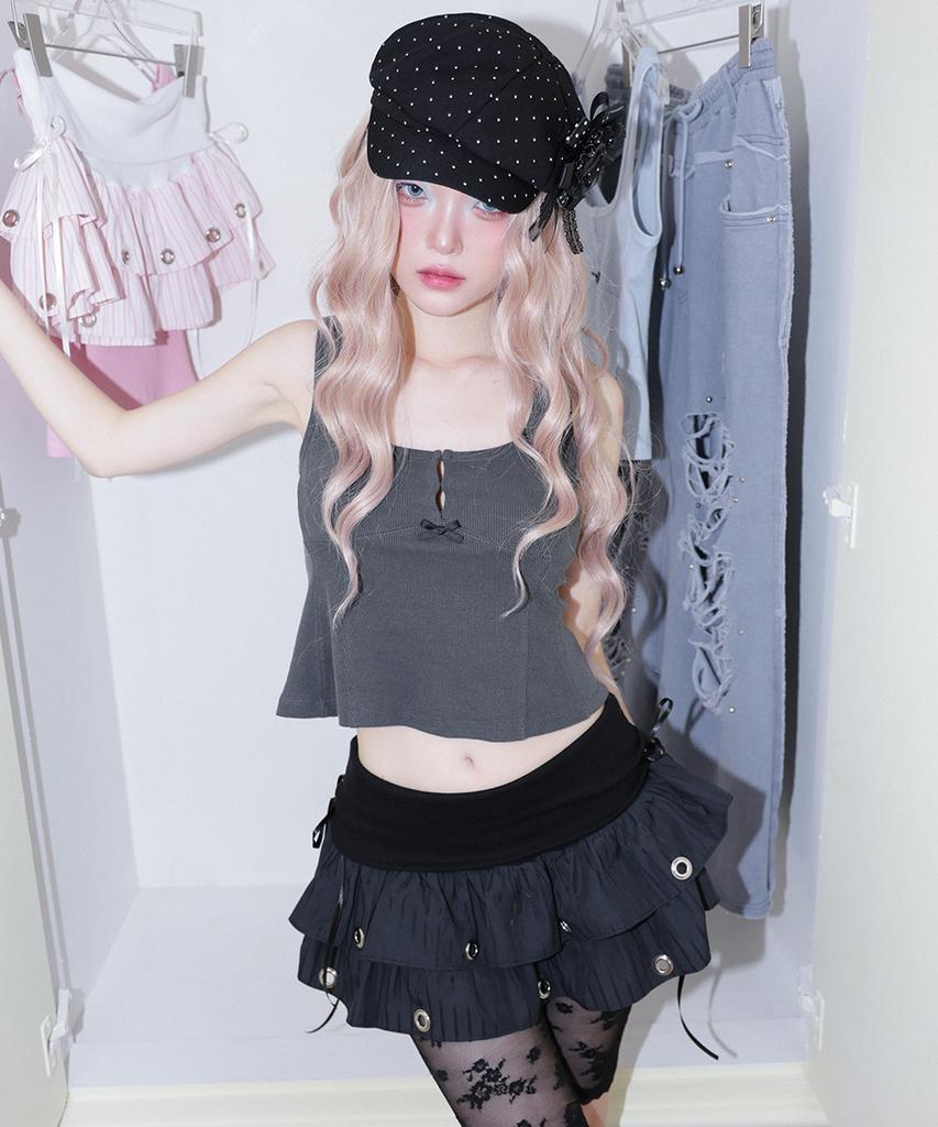 Chelikwili Soft Punk Eyelet Skirt - Black