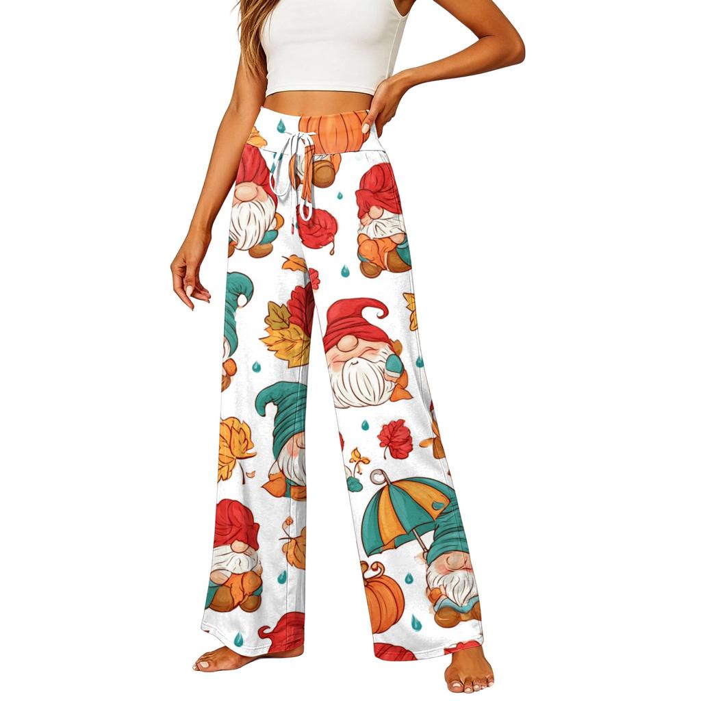 Women's Casual Straight Leg Pants with Elastic Waistband and Pockets for Everyday Wear