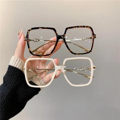 Modne, duże kwadratowe okulary retro damskie z metalową ramką i filtrem światła niebieskiego Trend optyczne okulary komputerowe