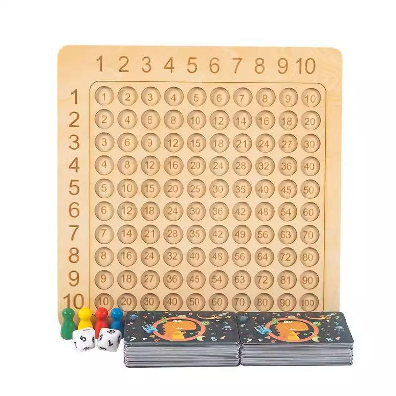 Montessori Multiplication Board Game Math Wooden Toys Kids Learning Educational Table With Flash Cards Counting Teaching Aids