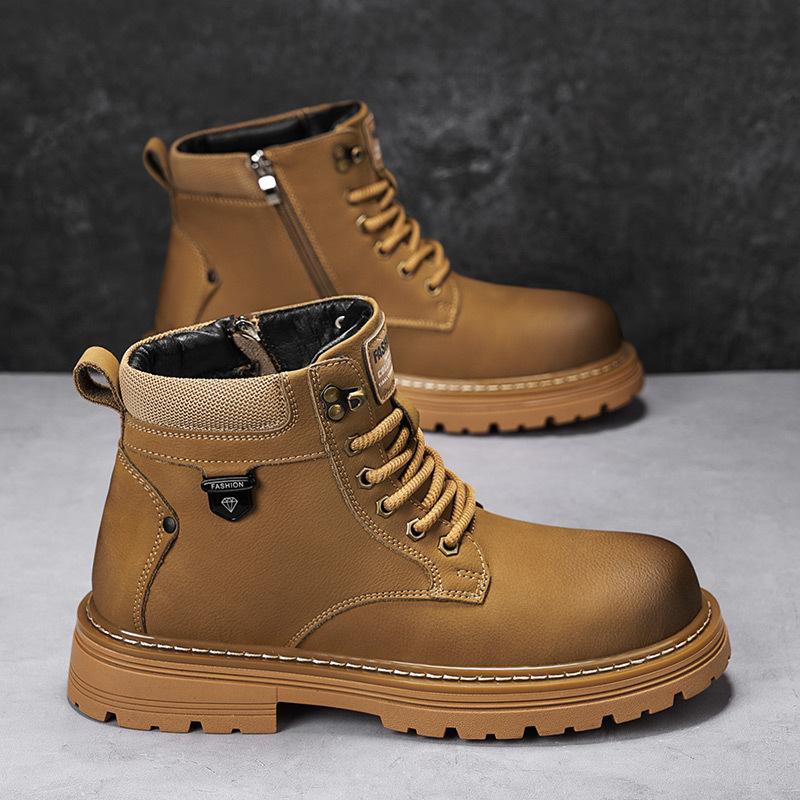 Mens Soft Elastic Winter Warm Winter Cold Padded Snow Boots Thick-soled Non-slip Wear-resistant Outdoor Leisure Sports Running Martin Cotton Boots