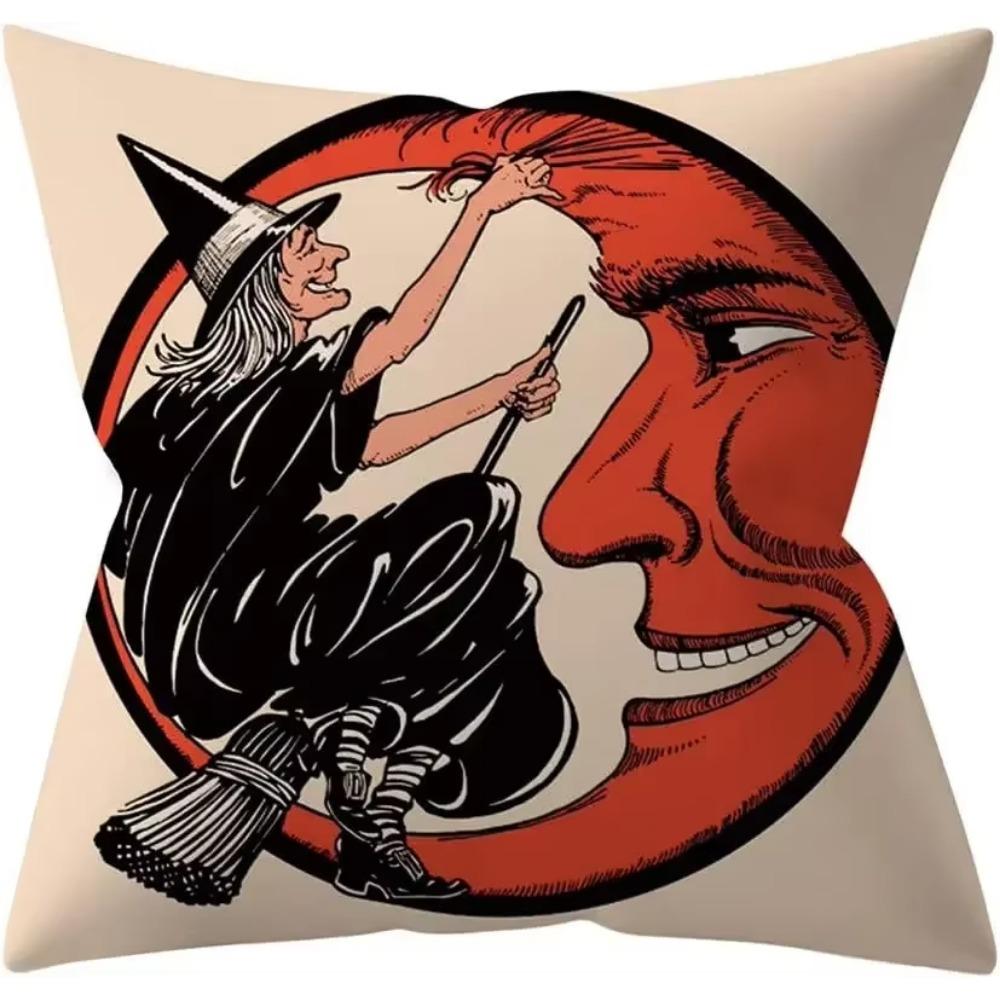 Halloween Horror Pumpkin Bat Spider Web Printed Cushion Cover Household Living Room Sofa Decoration Square Pillowcase