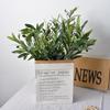 Artificial Olive Branch with Fruit - Green Decorative Plant for Dining Table, Wedding, and Photography Props.