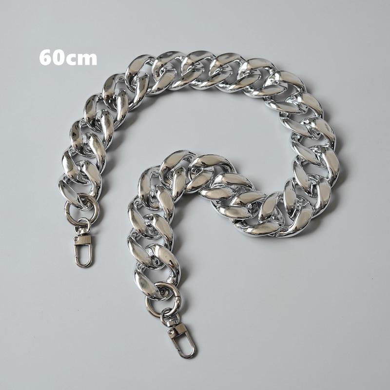 

Новая модная женская цепочка для аксессуаров, съемная замена, крутой серебряный акриловый ремешок, женский плечевой ремень «сделай сам», твердая цепочка из смолы 60CM серебряный