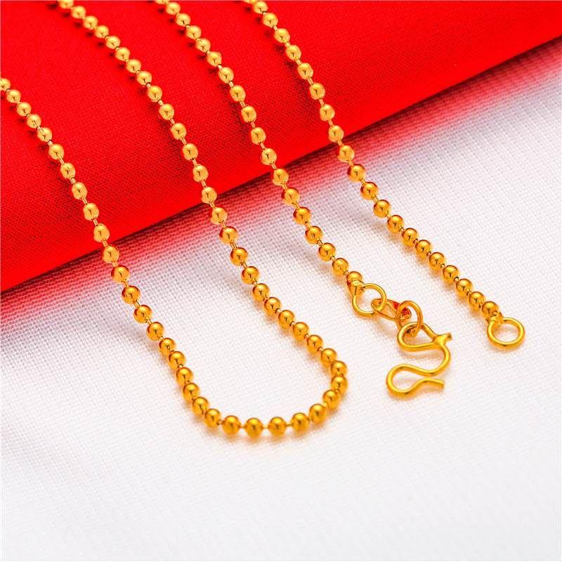 

Placer Gold Long Necklace Women s Plus Size Ladies Colorful Gold Long-Lasting Colorfast Artificial Pure Gold Clavicle Chain Accessories Decorations Glow bead necklace 45cm long]