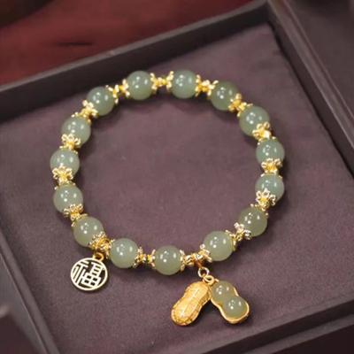 Peanut Lucky Bracelet Female Light Luxury Imitation Hetian Jade Temperament Beaded Bracelet Jewelry Bracelet Gift