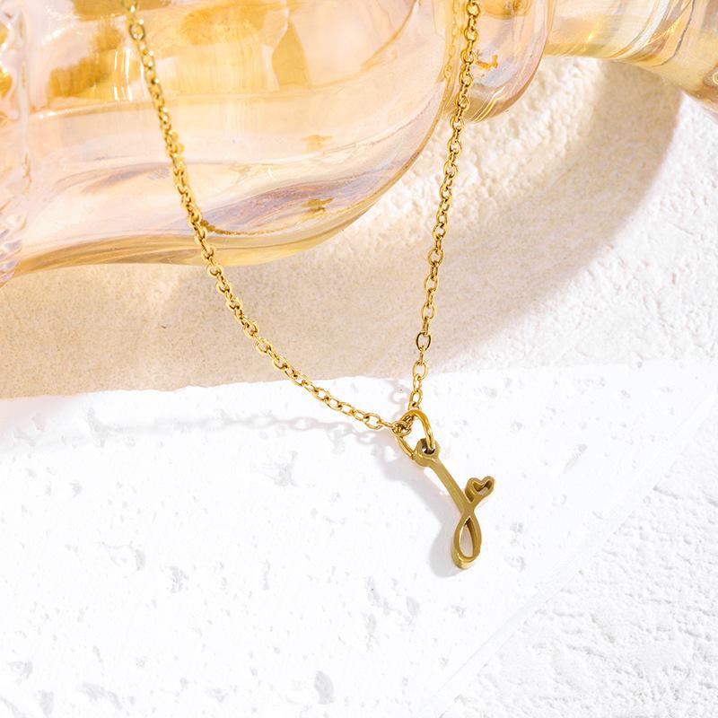 Elegant Titanium Steel Letter Necklace for Women - 2026 Clavicle Chain English Letter Pendant Jewelry