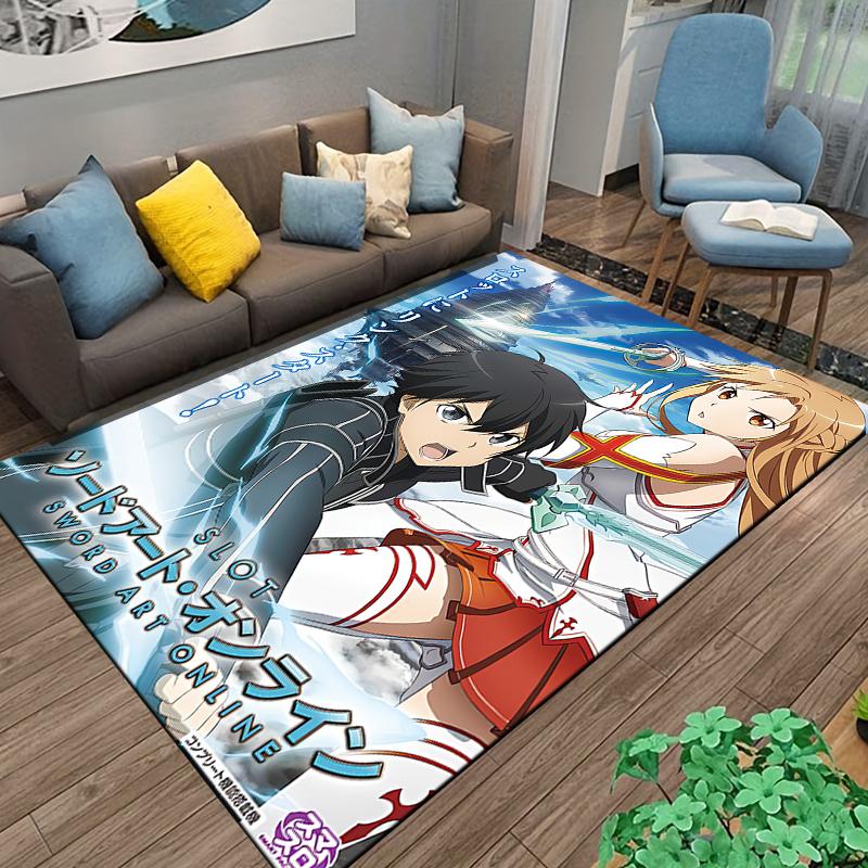 Sword Art Online Slot Kirito Asuna Swords Anime Game Poster Art, unique artistic floor rug for living room dorm apartment