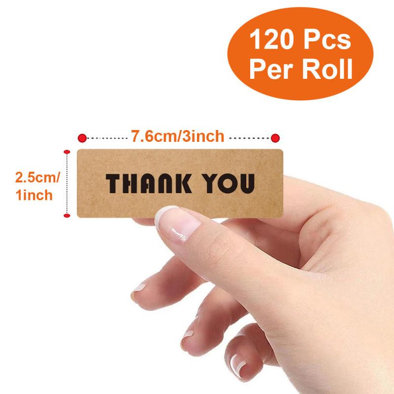 A Roll Thank You Stickers Kraft Paper Adhesive Labels Gift Wrapping Sealing Stickers DIY Craft Decorative Tags Home Holiday Gift