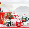 Geschenkbox-Form Keramik Santa Tasse mit Deckel Löffel niedliche Weihnachtstasse grenzüberschreitende Lieferung Kaffeetasse
