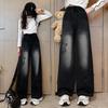 Jeans dritti a vita alta retrò per ragazze adolescenti con motivo a stelle per bambini, nuovi pantaloni casual in denim per ragazze
