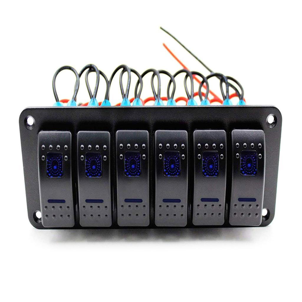 12V Switch Panel Rockers Light Toggle with Blue LED Light Indicator Easy n Waterproof Design for Vehicles Boats