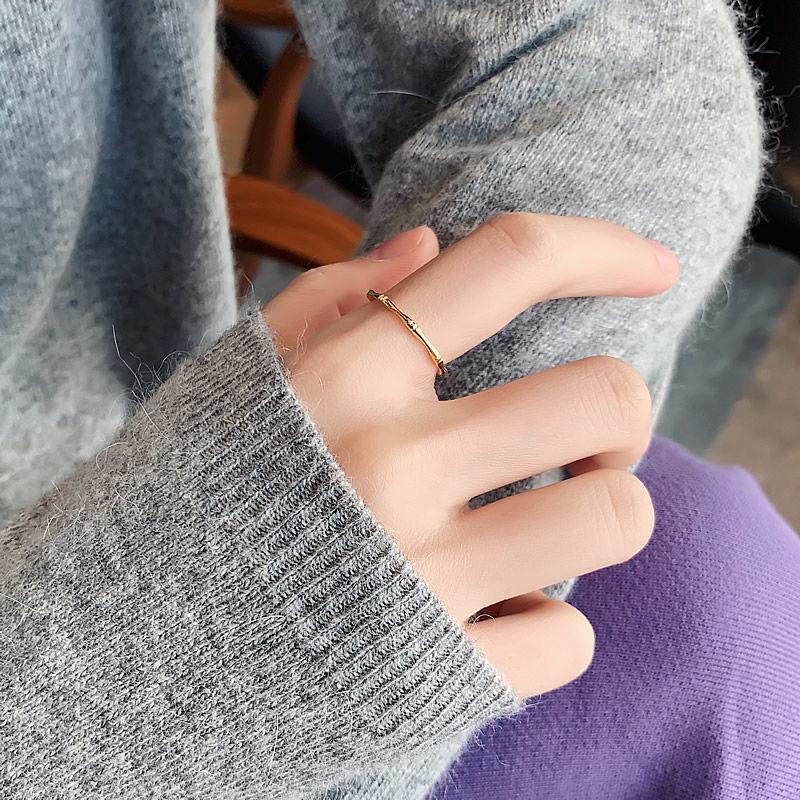 Bamboo ring female Korean version niche design feeling index finger ring ins tide fashion cold wind plain ring