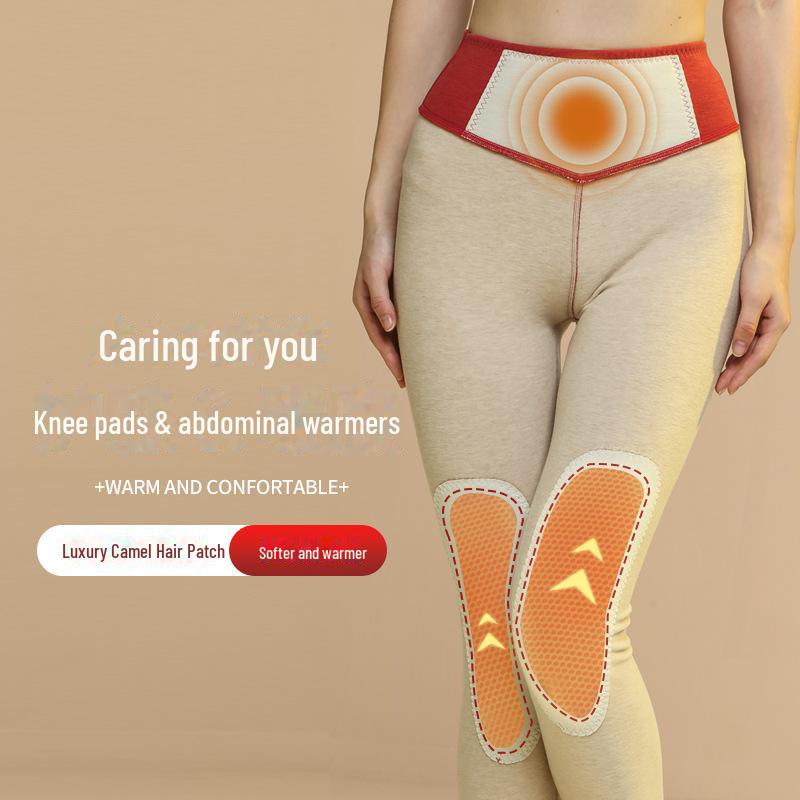 Leggings Taille Haute en Poil de Chameau avec Genouillères - Chauds, Velours Épais pour l'Automne/Hiver pour Femmes
