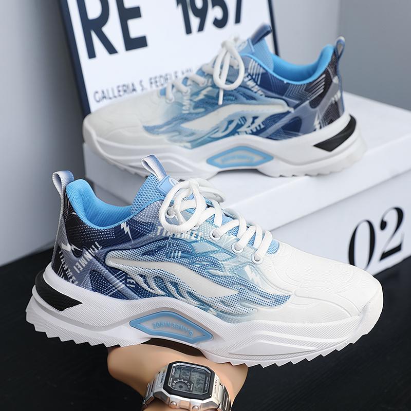 Men's Casual Sneaker Thick Bottom Trendy Black Lace Up Shoe Breathable Sneakers Platform Running Shoes Sport Light Male