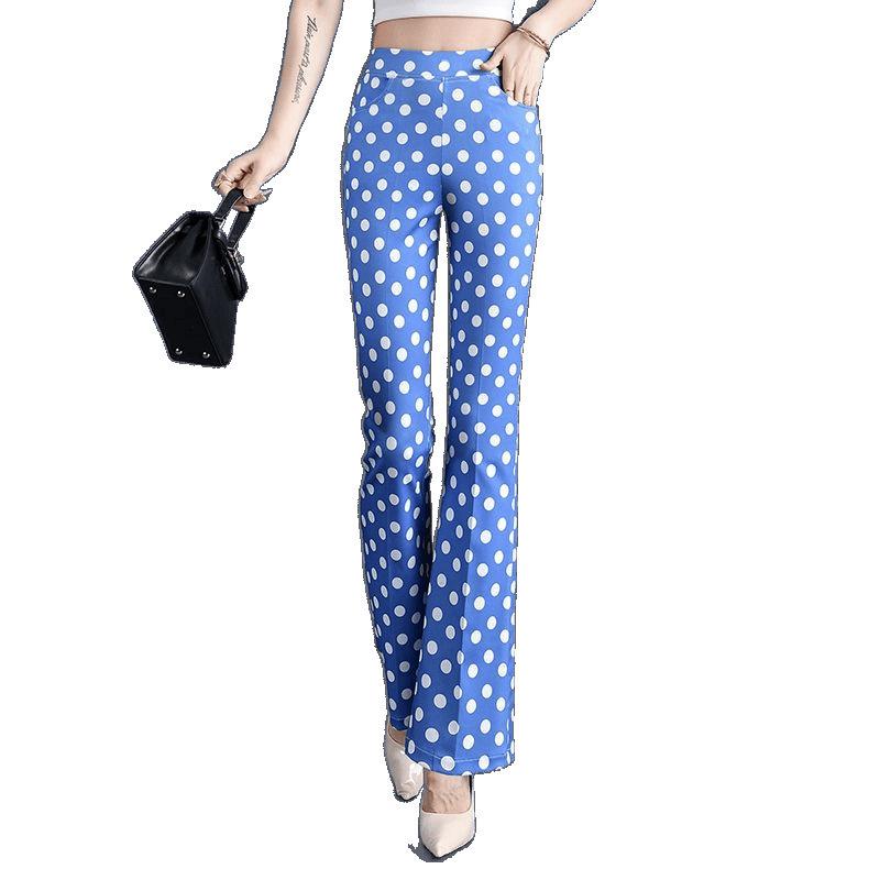 Plus Size Slimming Polka Dot Mid-Waist Flare Pants - Versatile Summer Casuals