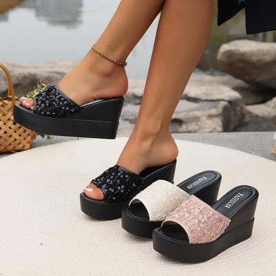 Large Size, Sandals, High Heels, Wedge Heels, Thick Sole, Sponge Shoes