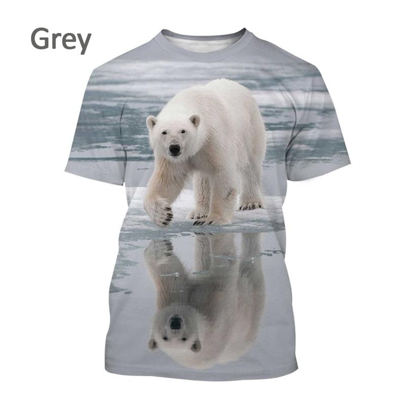 Full Print Animal Polar Bear Graphic T-Shirt For Men Summer Short Sleeve Oversized T Shirt Kids Tees Tops Clothes