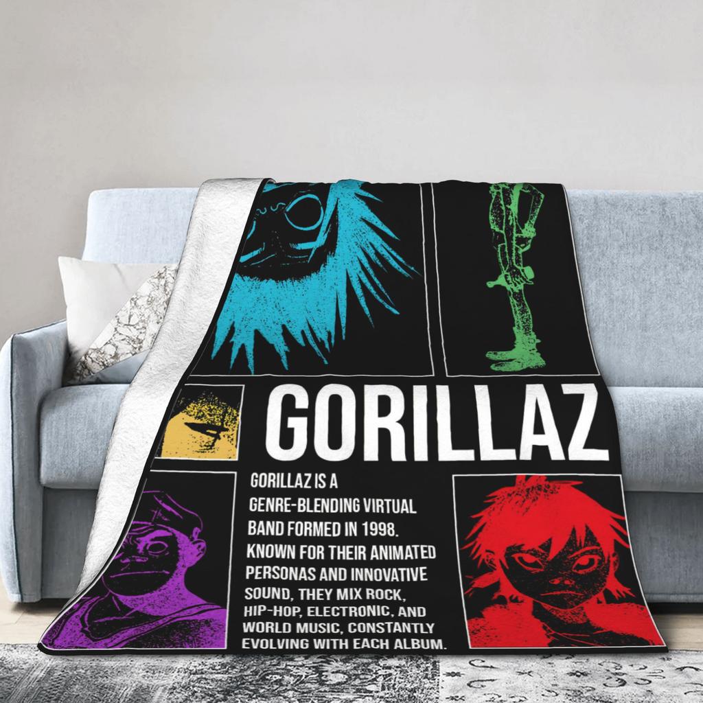G-Gorillaz Music Band Blankets  Super Warm Fluffy Plush Bedding Throws For Kids Adult Couch Chair Sofa Bed Bedspread Bed Cover