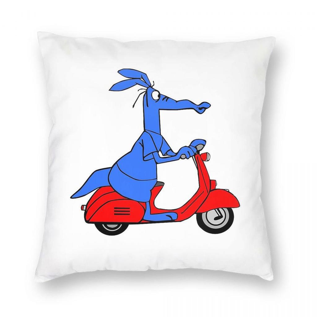 Blue Elise Scooter Square Pillowcase Polyester Linen Velvet Printed Zip Decor Sofa Cushion Cover